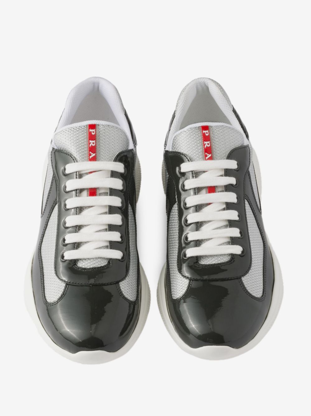 PRADA AMERICA'S CUP PATENT LEATHER “BLACK/WHITE” SNEAKERS
