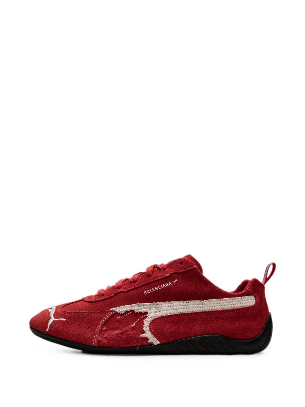 PUMA x Balenciaga Speedcat distressed lace-up suede sneakers - Photo 3