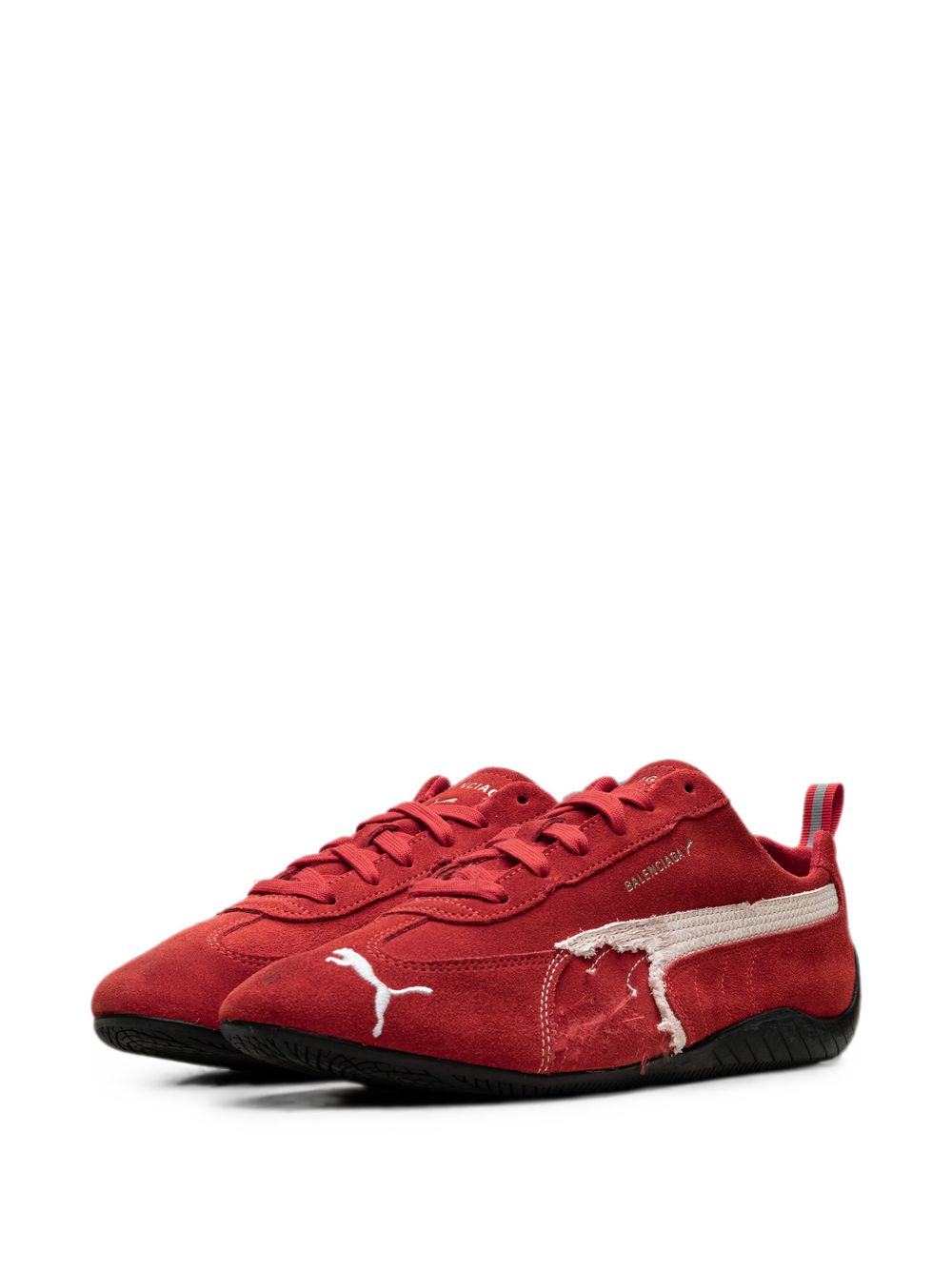 PUMA x Balenciaga Speedcat distressed lace-up suede sneakers - Photo 4
