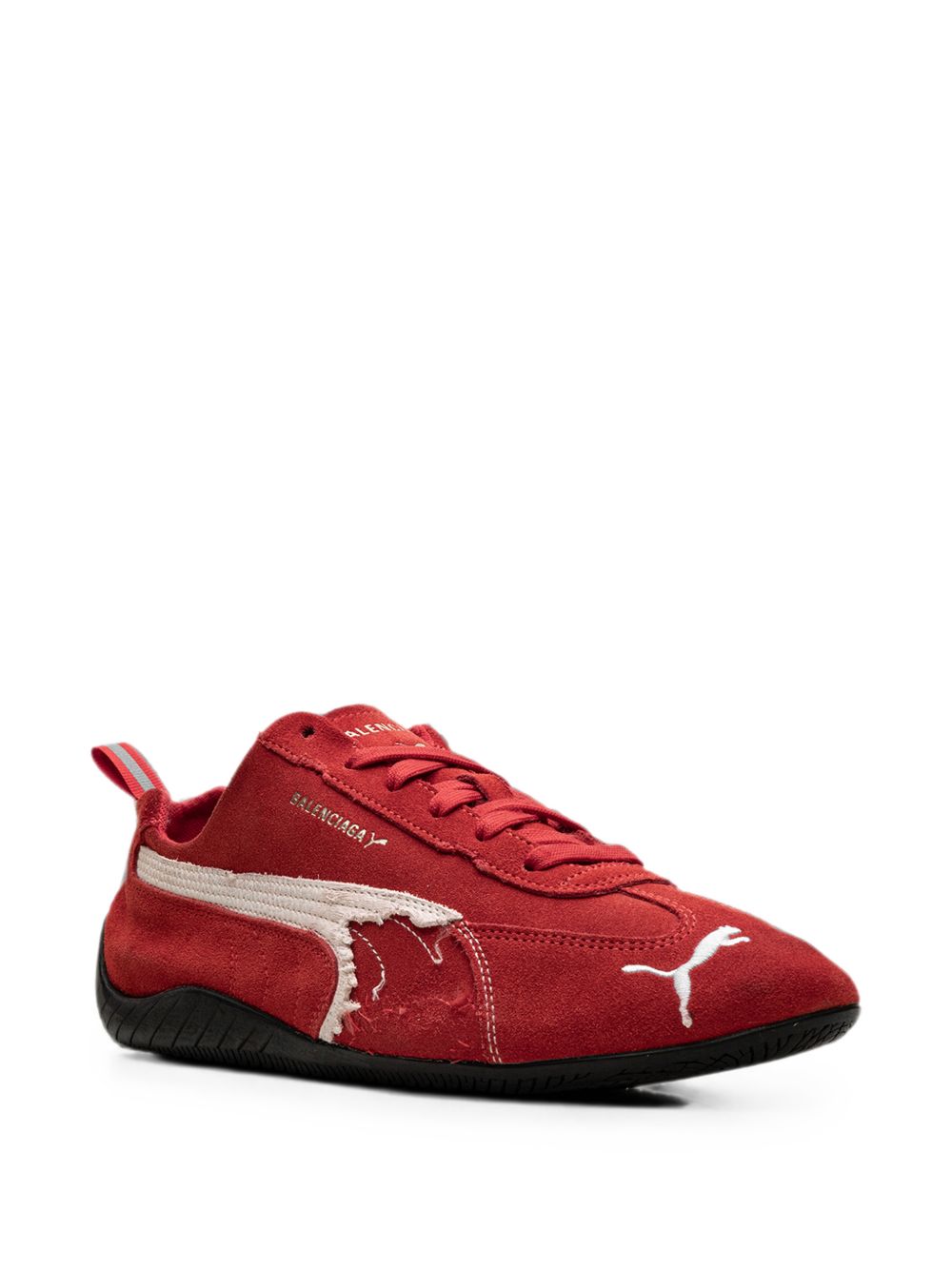 PUMA x Balenciaga Speedcat distressed lace-up suede sneakers - Photo 2