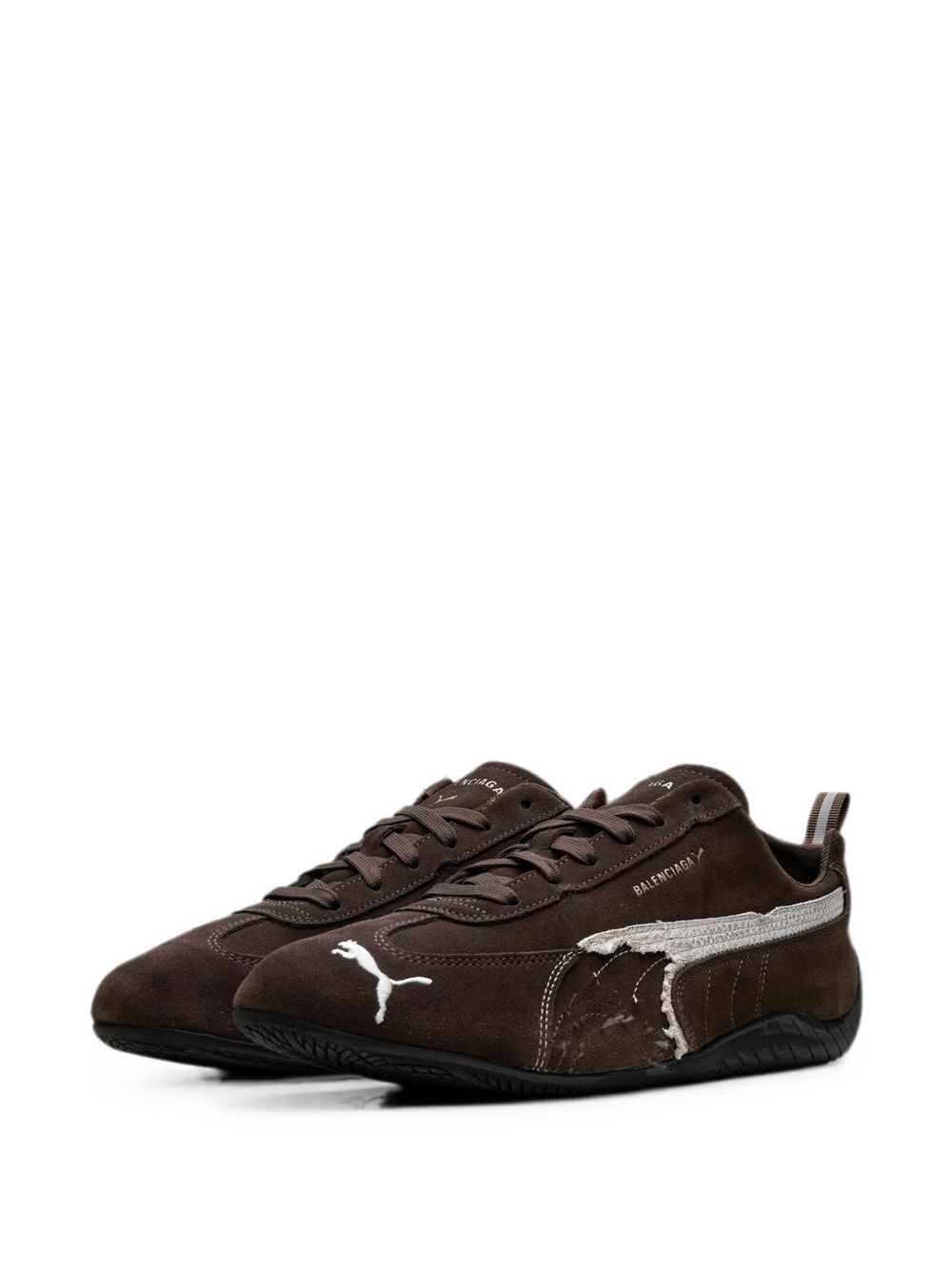 PUMA x Balenciaga Speedcat distressed suede "Brown White" sneakers - Photo 4